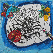 少儿美术教案 一二一少儿画苑优秀课例赏析 -  蜘蛛网上的虫