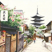 日本Hiroki 水彩日式建筑