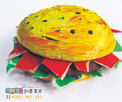 儿童画 －汉堡包 - 开开彩乐创意美术