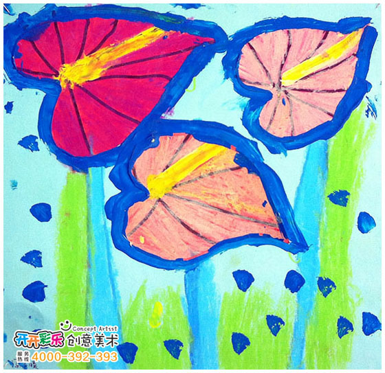 儿童画 -红掌- 开开彩乐创意美术